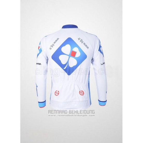 2010 Fahrradbekleidung FDJ Wei und Azurblau Trikot Langarm und Tragerhose